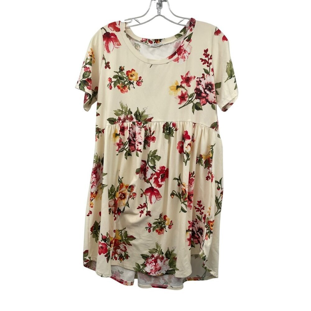 Jodifl Womens Floral Babydoll Dress Short Sleeve Multicolor Size Medium